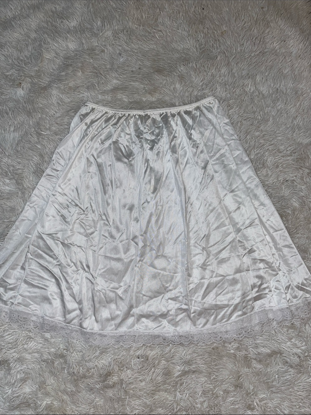 Vintage Velrose White Satin Half Slip with Lace Trim 40